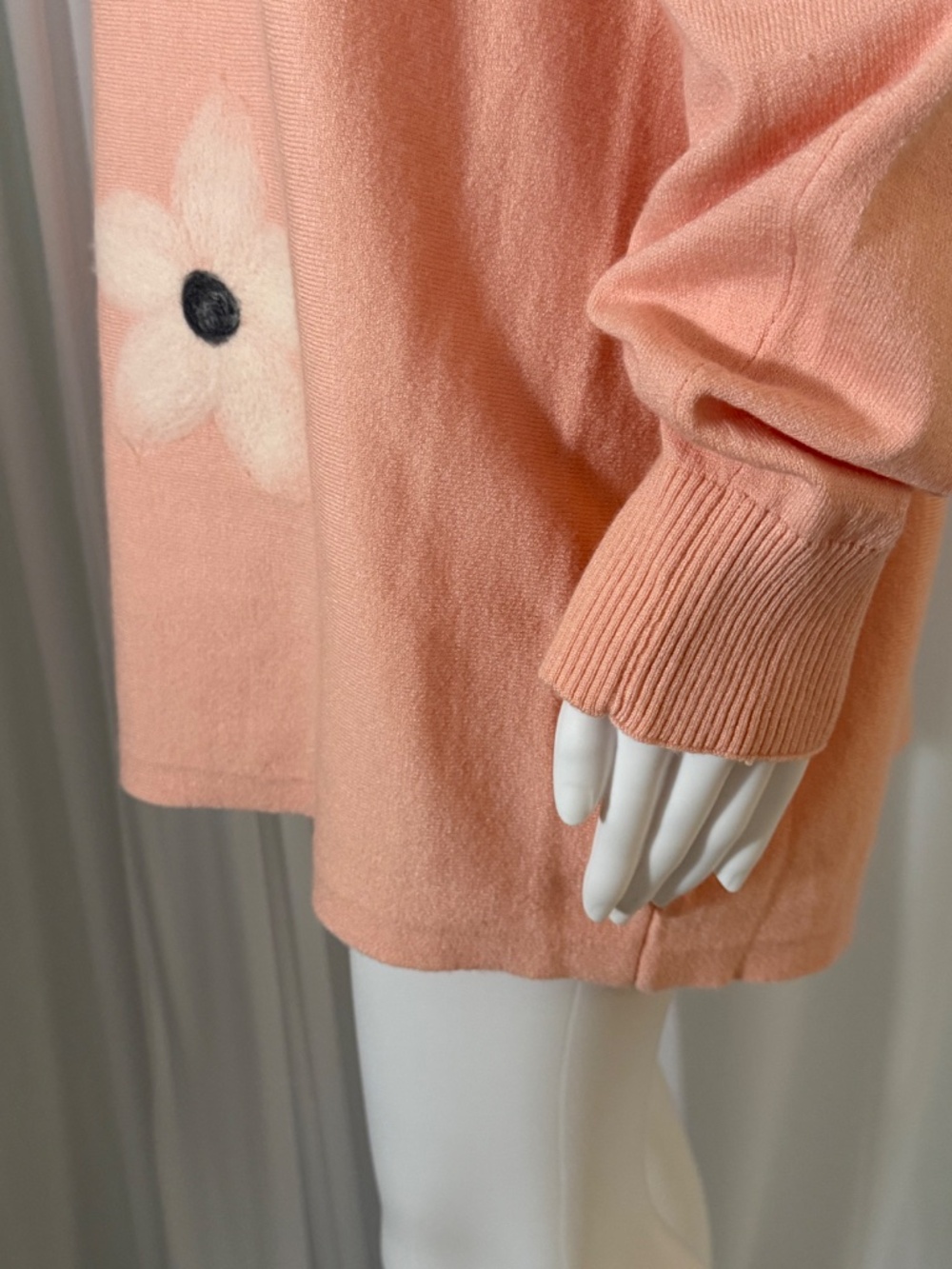 Nina Leonard Soft Floral Tunic Sweater 1X NWOT Peach Lightweight - Picture 9 of 16